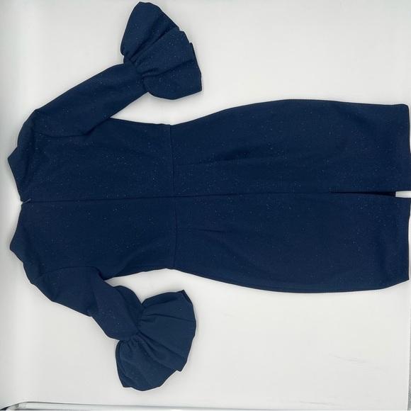 Betsy & Adam Blue Glitter Dress Sz 8 – Retro Glam Bell Sleeves Rhinestone Neck - Picture 10 of 10